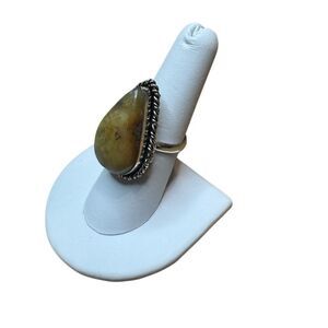 Handmade Sterling Silver Plated Teardrop Gemstone Ring